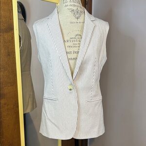 Express White & Black Pinstripe Vest